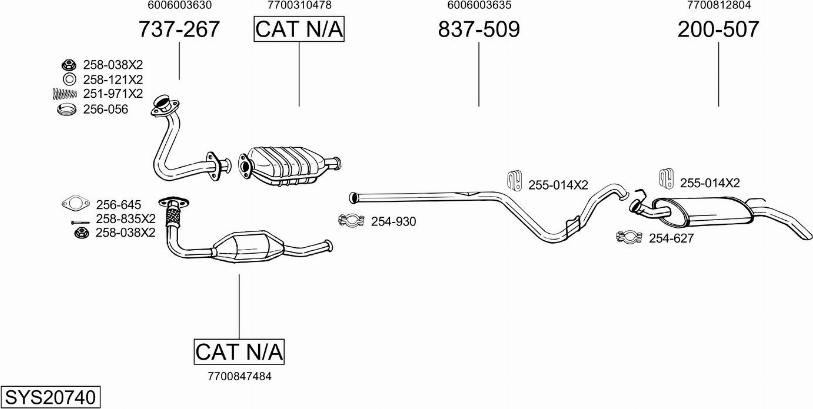 Bosal SYS20740 - Impianto gas scarico autozon.pro