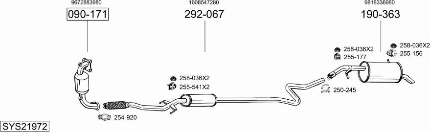 Bosal SYS21972 - Impianto gas scarico autozon.pro