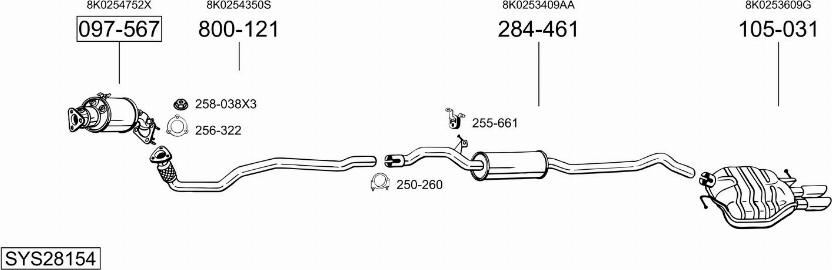 Bosal SYS28154 - Impianto gas scarico autozon.pro