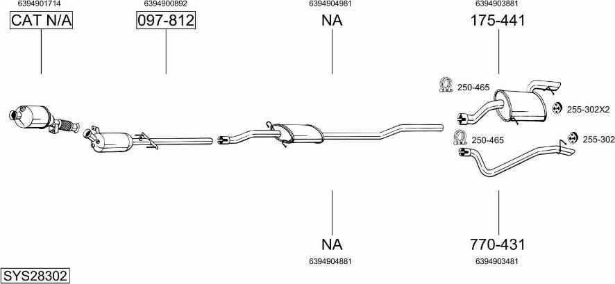 Bosal SYS28302 - Impianto gas scarico autozon.pro