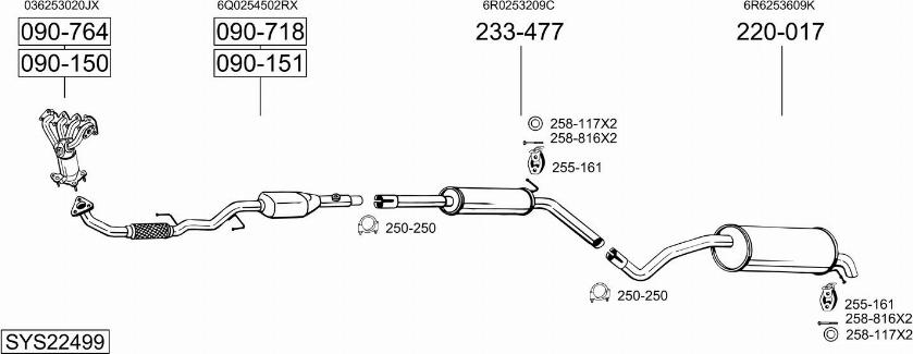 Bosal SYS22499 - Impianto gas scarico autozon.pro