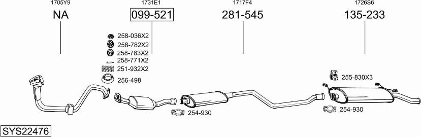 Bosal SYS22476 - Impianto gas scarico autozon.pro