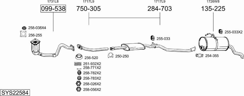 Bosal SYS22584 - Impianto gas scarico autozon.pro