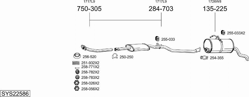 Bosal SYS22586 - Impianto gas scarico autozon.pro