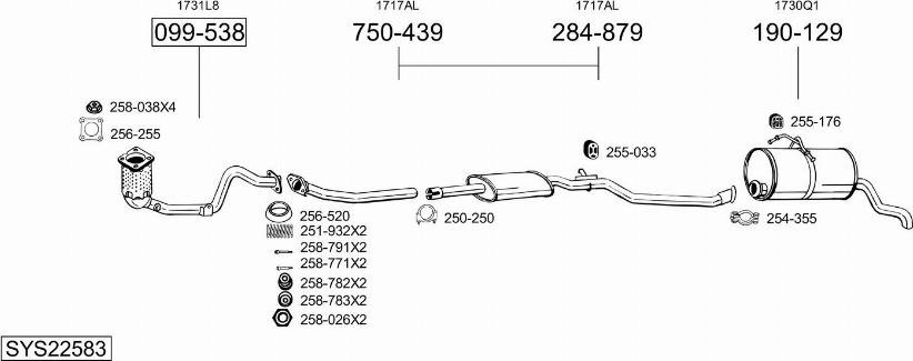 Bosal SYS22583 - Impianto gas scarico autozon.pro