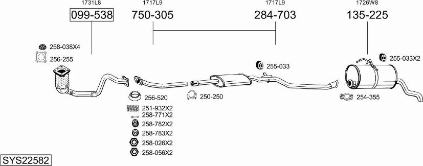 Bosal SYS22582 - Impianto gas scarico autozon.pro