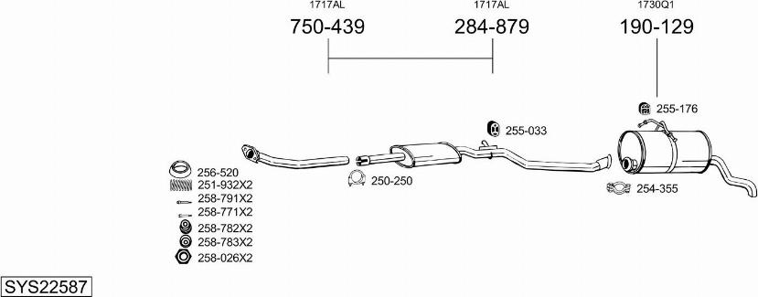 Bosal SYS22587 - Impianto gas scarico autozon.pro