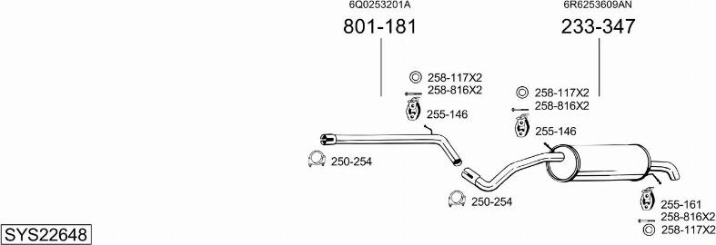 Bosal SYS22648 - Impianto gas scarico autozon.pro