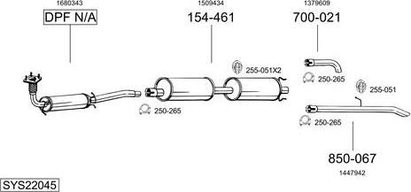 Bosal SYS22045 - Impianto gas scarico autozon.pro