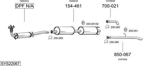 Bosal SYS22067 - Impianto gas scarico autozon.pro