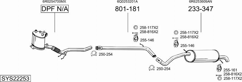 Bosal SYS22253 - Impianto gas scarico autozon.pro