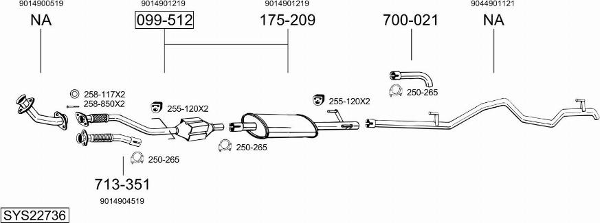 Bosal SYS22736 - Impianto gas scarico autozon.pro