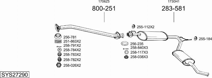 Bosal SYS27290 - Impianto gas scarico autozon.pro