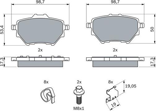 BOSCH 0 986 494 998 - Kit pastiglie freno, Freno a disco autozon.pro