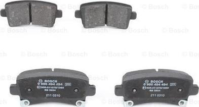 BOSCH 0 986 494 494 - Kit pastiglie freno, Freno a disco autozon.pro