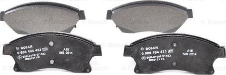 BOSCH 0 986 494 433 - Kit pastiglie freno, Freno a disco autozon.pro