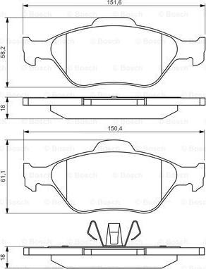 BOSCH 0 986 494 511 - Kit pastiglie freno, Freno a disco autozon.pro