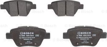 BOSCH 0 986 494 643 - Kit pastiglie freno, Freno a disco autozon.pro