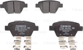 BOSCH 0 986 494 643 - Kit pastiglie freno, Freno a disco autozon.pro