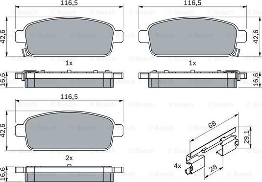 BOSCH 0 986 494 666 - Kit pastiglie freno, Freno a disco autozon.pro