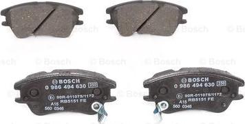 BOSCH 0 986 494 630 - Kit pastiglie freno, Freno a disco autozon.pro