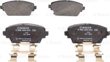 BOSCH 0 986 494 633 - Kit pastiglie freno, Freno a disco autozon.pro