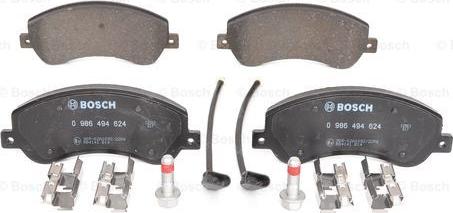 BOSCH 0 986 494 624 - Kit pastiglie freno, Freno a disco autozon.pro