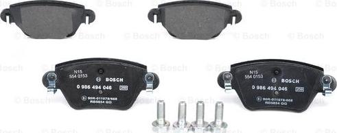 BOSCH 0 986 494 046 - Kit pastiglie freno, Freno a disco autozon.pro