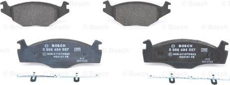 BOSCH 0 986 494 057 - Kit pastiglie freno, Freno a disco autozon.pro