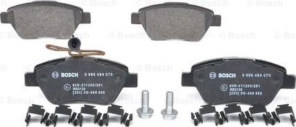 BOSCH 0 986 494 070 - Kit pastiglie freno, Freno a disco autozon.pro