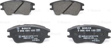 BOSCH 0 986 494 155 - Kit pastiglie freno, Freno a disco autozon.pro