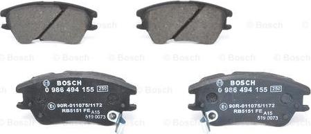 BOSCH 0 986 494 155 - Kit pastiglie freno, Freno a disco autozon.pro