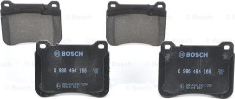 BOSCH 0 986 494 166 - Kit pastiglie freno, Freno a disco autozon.pro