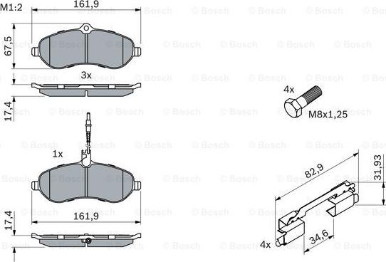 BOSCH 0 986 494 163 - Kit pastiglie freno, Freno a disco autozon.pro