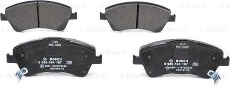 BOSCH 0 986 494 187 - Kit pastiglie freno, Freno a disco autozon.pro