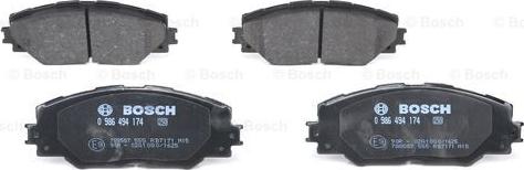 BOSCH 0 986 494 174 - Kit pastiglie freno, Freno a disco autozon.pro