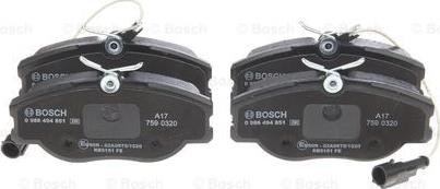 BOSCH 0 986 494 851 - Kit pastiglie freno, Freno a disco autozon.pro