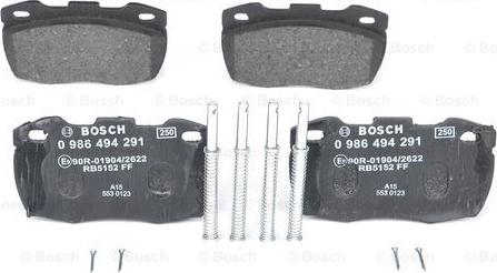 BOSCH 0 986 494 291 - Kit pastiglie freno, Freno a disco autozon.pro