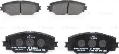 BOSCH 0 986 494 240 - Kit pastiglie freno, Freno a disco autozon.pro