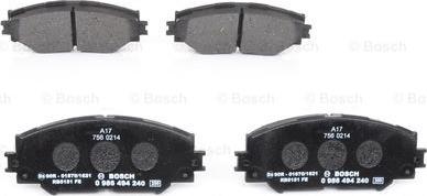 BOSCH 0 986 494 240 - Kit pastiglie freno, Freno a disco autozon.pro