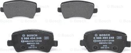 BOSCH 0 986 494 248 - Kit pastiglie freno, Freno a disco autozon.pro