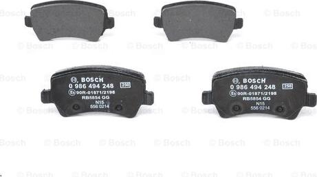 BOSCH 0 986 494 248 - Kit pastiglie freno, Freno a disco autozon.pro