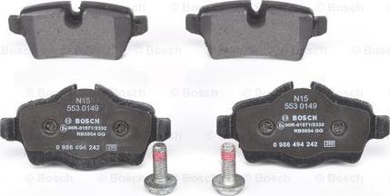 BOSCH 0 986 494 242 - Kit pastiglie freno, Freno a disco autozon.pro