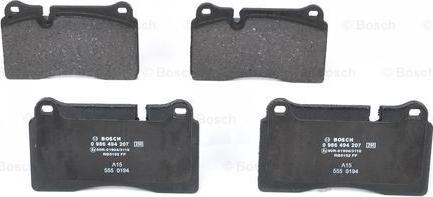 BOSCH 0 986 494 207 - Kit pastiglie freno, Freno a disco autozon.pro