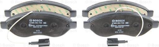 BOSCH 0 986 494 798 - Kit pastiglie freno, Freno a disco autozon.pro