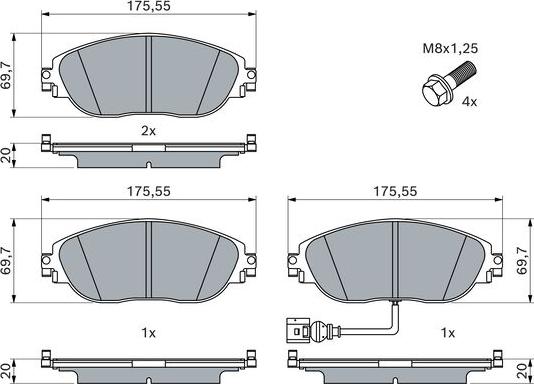 BOSCH 0 986 494 704 - Kit pastiglie freno, Freno a disco autozon.pro