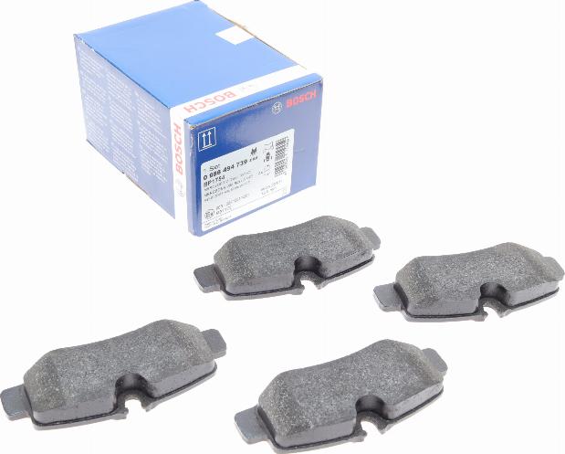 BOSCH 0 986 494 739 - Kit pastiglie freno, Freno a disco autozon.pro