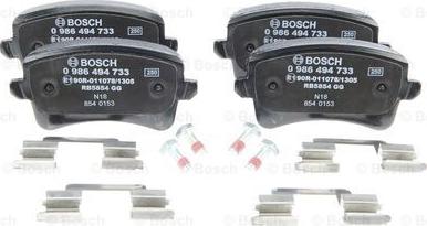 BOSCH 0 986 494 733 - Kit pastiglie freno, Freno a disco autozon.pro