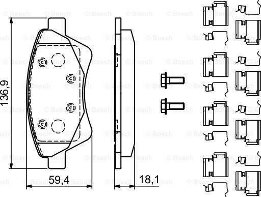 BOSCH 0 986 494 725 - Kit pastiglie freno, Freno a disco autozon.pro