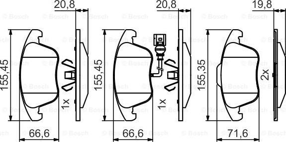 BOSCH 0 986 495 464 - Kit pastiglie freno, Freno a disco autozon.pro